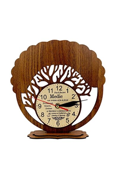 OEM Ceas decorativ din lemn pentru brad, pentru Doctor, mesaj gravat, 25 cm
