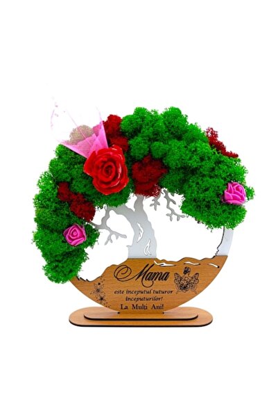 OEM Operă de artă Copacul Vieții cu mușchi stabilizat, mesaj personalizat „Ma...