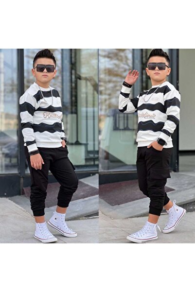 muzur r kids muzur r kids 8/16 Year Old Boy Stretch Fabric Bottom Top Set | Winter Children's Tracksuit Set - Holiday Style