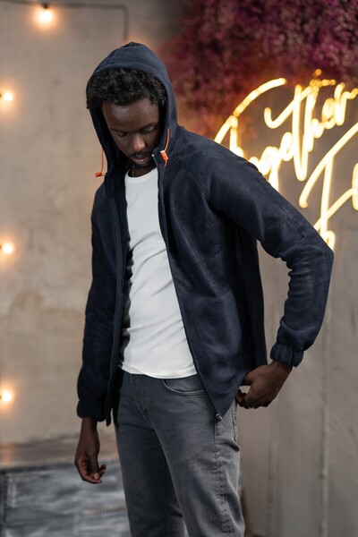 FBI Slimfit Hooded Side Pocket Zippered Sports Fleece Cardigan