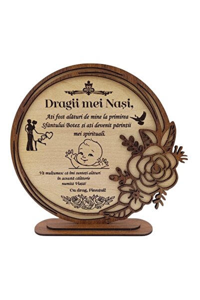 OEM Cadou personalizat pentru botez/cerere în căsătorie - Ramă din lemn cu tr...