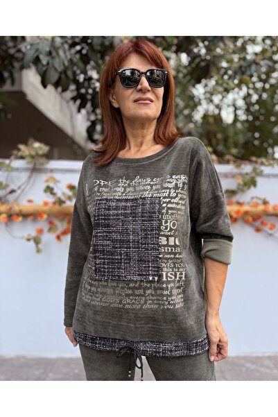 DenizEge Women's Italian Velvet Suit Khaki