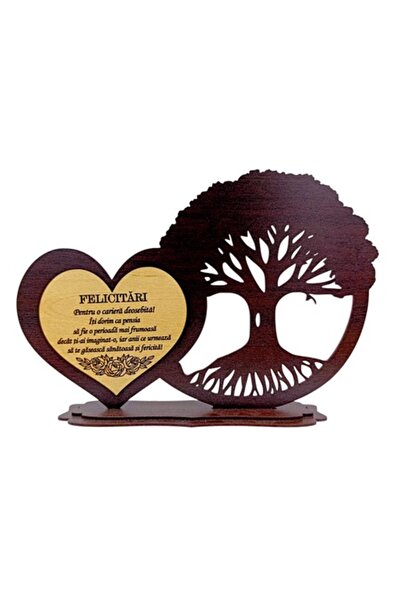 OEM Decorațiune din lemn pentru pensionară, Model 2 — Inimă și Copac al Vieți...