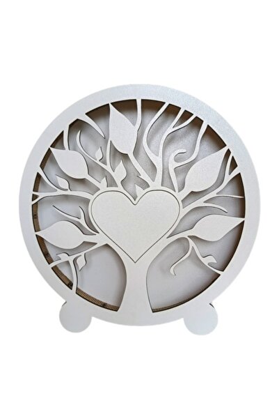 OEM Desk frame for stabilized lichens decorations, personalized tree with heart, 22 cm, white