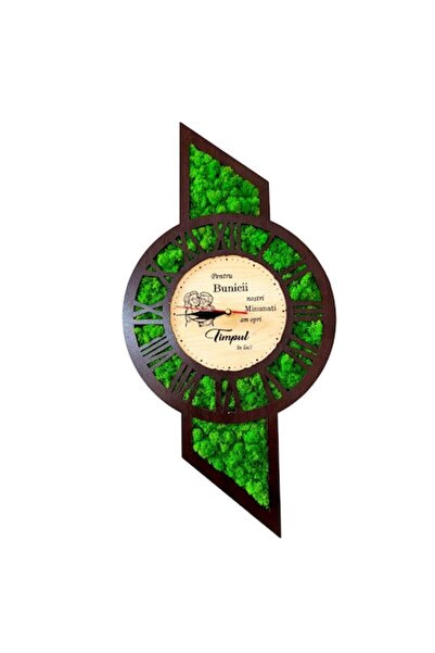OEM Ceas de perete decorat cu licheni stabilizați, cadou pentru bunica/bunic,...