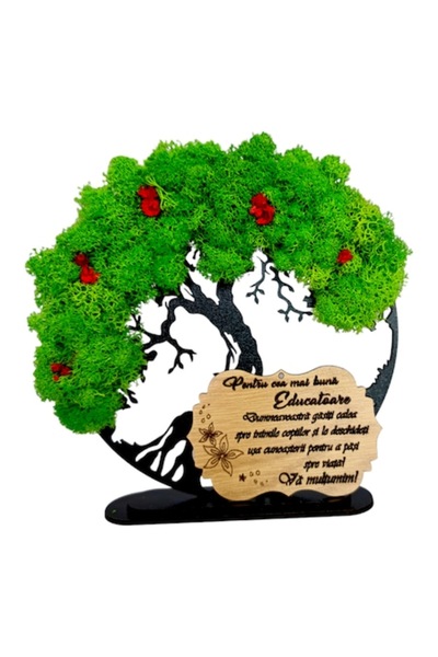 OEM Tree of Life Wall Decor with Stabilized Moss & Flowers, Personalized for Teacher, 20cm, Model 3, Bla