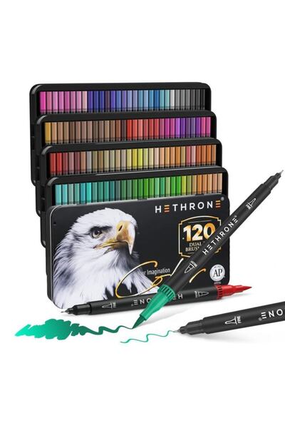 Hethrone Dual Tip Marker Set for Calligraphy and Painting 120 Colors