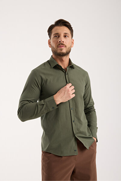 jack carisma Slim Fit Cotton Linen Textured Men's Shirt