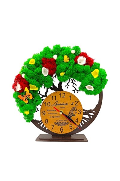 OEM Ceas „Copacul Vieții” cu licheni, mesaj pt femeie/mama/bunica/NASA/sora/fiica/prietena/wenge, 25 cm