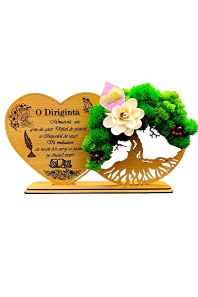 OEM Decorațiune Copacul Vieții cu Inimă, cadou personalizat 'Diriginta', Maro 30x16cm