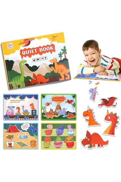 Generic Montessori Busy Book for Kids - Xspring Dinosaur Sensory Toy, Educational Travel Preschool Activitie