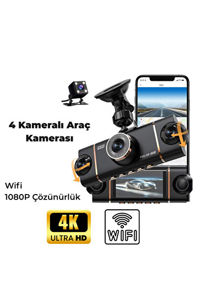 TİKWATCH Araç İçi Kamera 4 Dahili Kamera | 4K Görüntü | Ön-İç-Yan-Arka Kamera...