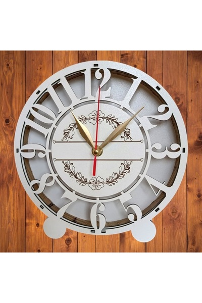 OEM Desk clock blank for decoration with stabilized lichens, clock mechanism included, 22 cm, model 2, w