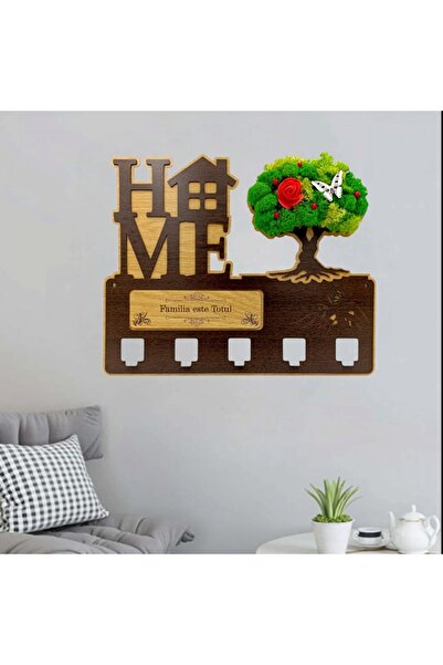 OEM Key hanger with stabilized lichens and family message "Family is everything!" (40x30 cm)