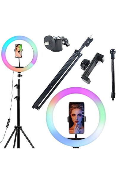OEM Inel luminos LED RGB cu suport pentru telefon și trepied reglabil, 30 cm,...