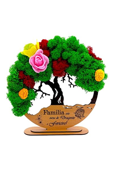 OEM Tree of Life Wall Art with Stabilized Moss, Personalized Message, 25cm, Black