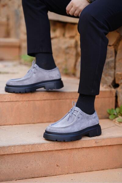 Ahmed Hamdi Bey Mateo Gray Suede Men's Leather Shoes