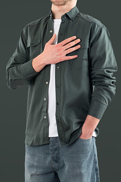 bombe Men's Slim Fit Denim Shirt