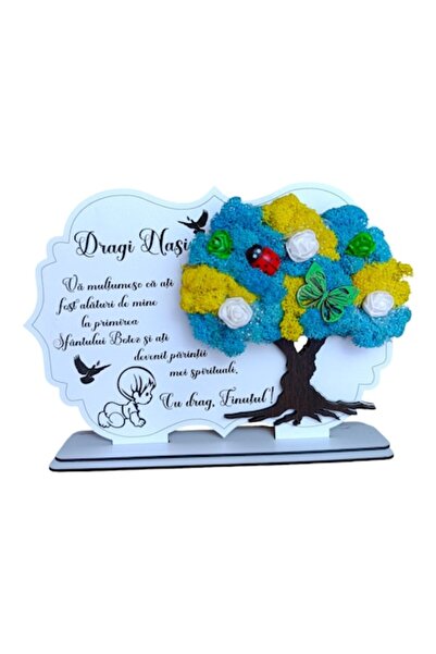 OEM Tablou cu arbore lichen stabilizat - Cadou personalizat pentru botez, 30x...