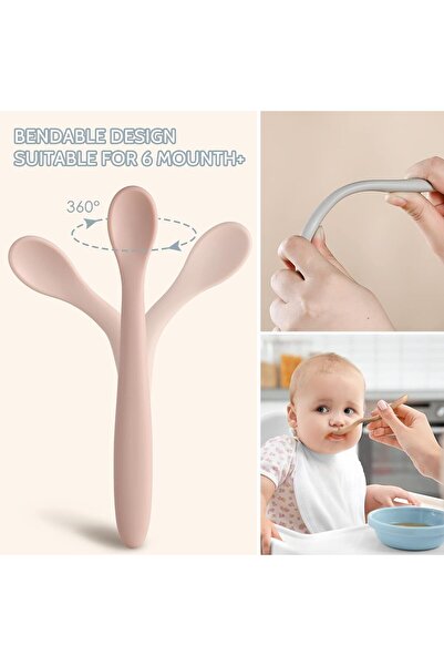 Generic Silicone Baby Feeding Spoons, 5 pcs — Soft Gum-Friendly Tips, Self-Feeding, Dishwasher & Boil Resi