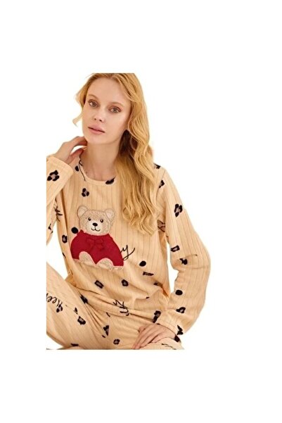 bipamuk Serel Collection Women's Pajama Set Warm Soft Textured Long Sleeve Comfort