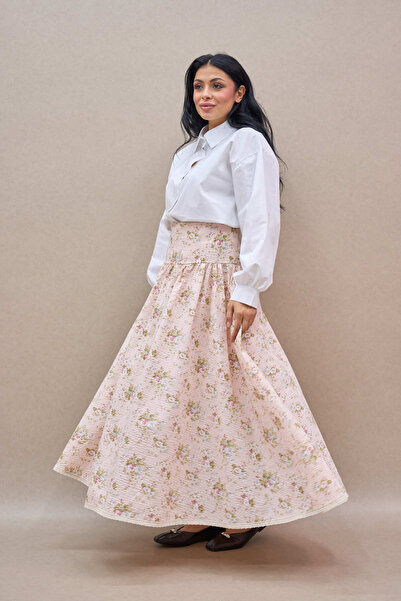 KÜÇÜĞÜM BUTİK Vintage Pink Floral Lace Seersucker Skirt and Girl's Dress Mother-Daughter Combination (Sold as a Single Item)