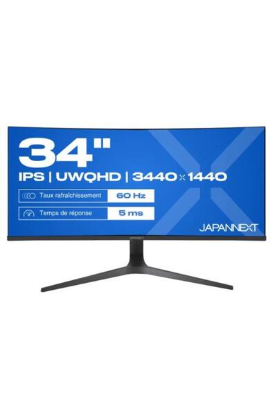Japannext 34" Curved UHD Monitor, IPS, HDR, USB-C Charging, VESA, Built-in Speakers