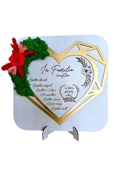 OEM Stabilized Moss Frame, Personalized Message 'In our family...', 30cm, White