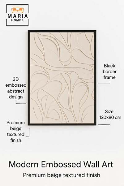 MARIA HOMES Modern 3D Wall Art – Large Abstract Decorative Panel for Living Room 120×80 cm