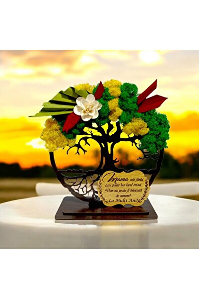 OEM Personalized 'Tree of Life' wall art with standard message for mother, stabilized moss, 18 cm, model