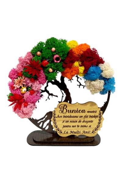 OEM Placă personalizată „Arborele Vieții” pentru bunică, licheni stabilizați,...