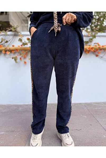 DenizEge Ιταλικό κοστούμι K με κουκούλα Leopard Velvet Navy Blue