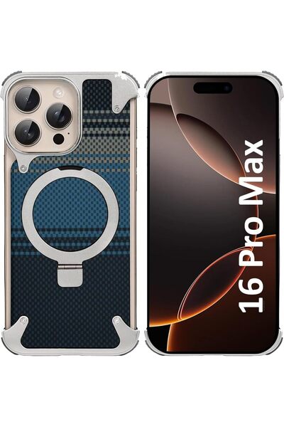 Margoun جراب iPhone 16 Pro Max — حامل معدني دوار 360 درجة، مصنوع من ألياف الك...
