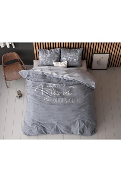 Sleeptime Set lenjerie de pat Kiss Me Blue, 3 piese, husă pilotă 200x220 cm, 2 fețe de pernă 60x70 cm, 100%