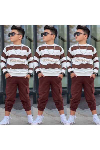 muzur r kids muzur r kids 8/16 Year Old Boy Stretch Fabric Bottom Top Set | Winter Children's Tracksuit Set - Holiday Style