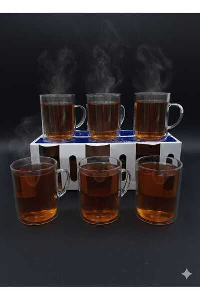 MRK 6 parça 6lı borasilikat termisil kulplu çay bardak