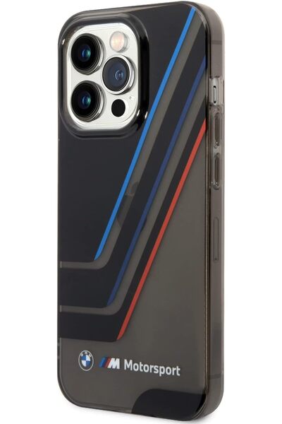 CG Mobile BMW Motorsport AML Case with Clear Stripe for iPhone 15 Pro - Black Silicone