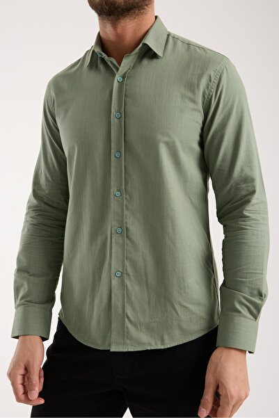 jack carisma Slim Fit Cotton Linen Textured Men's Shirt