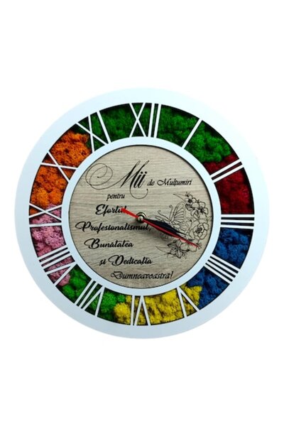 OEM Ceas de perete decorat cu mușchi stabilizat, personalizat „Mulțumesc mult...