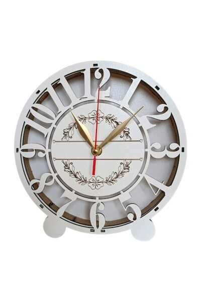 OEM Desk clock blank for decoration with stabilized lichens, clock mechanism included, 22 cm, model 2, w