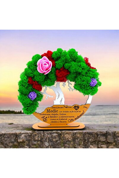 OEM Tree of Life preserved lichen art, personalized message for Doctor/Friend/Teacher, 25cm, white