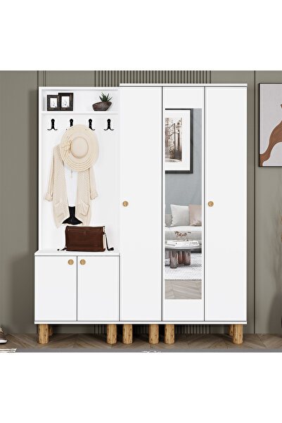 Kalender Dekor İzem-1-2-3 Bohem Ayaklı Aynalı Ayakkabılık Portmanto Vestiyer