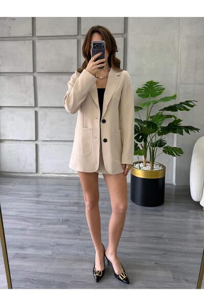 Coral سترة بجيبين مزدوجين وخياطة أمامية 0192 حجر