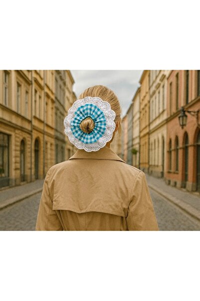 OIA Atelier Vintage Guipure Scrunchie Gingham Checkered Rubber Hair Tie L