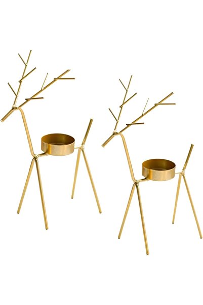 Generic Metal Tealight Candle Holder Set (Reindeer Pack of 2)