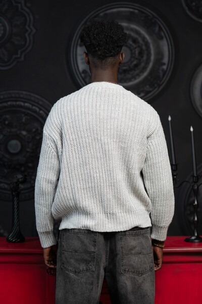 AKÇAYLAR Oversized Crop Model V-Neck Button Closure Knitted Cardigan