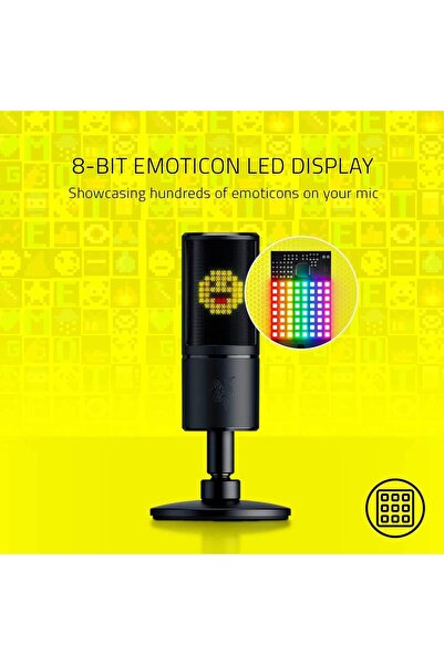 RAZER Seiren Emote - USB Condenser Streaming Microphone with 8-bit LED Emote Display (Black)