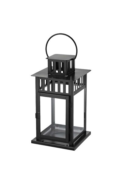 Generic Lantern, Black, 28 cm - Stylish Metal & Glass Candle Holder for Indoo...