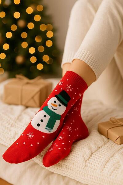 EfemİcGiyim 4-Piece Cotton Christmas Themed Long Socks