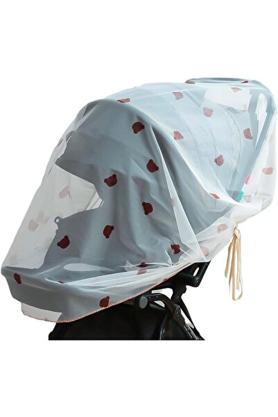 Generic Heniya Baby Stroller Mosquito Net – Breathable Mesh Cover with Adjustable Drawstring, White